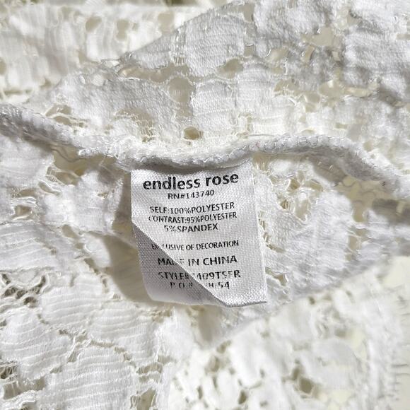 Endless Rose Lace Top Womens Small White Summer Cottage Boho Floral Feminine - Picture 7 of 12